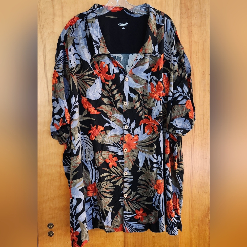 5XL Tropical Floral Button-Up Shirt, By KS Island.